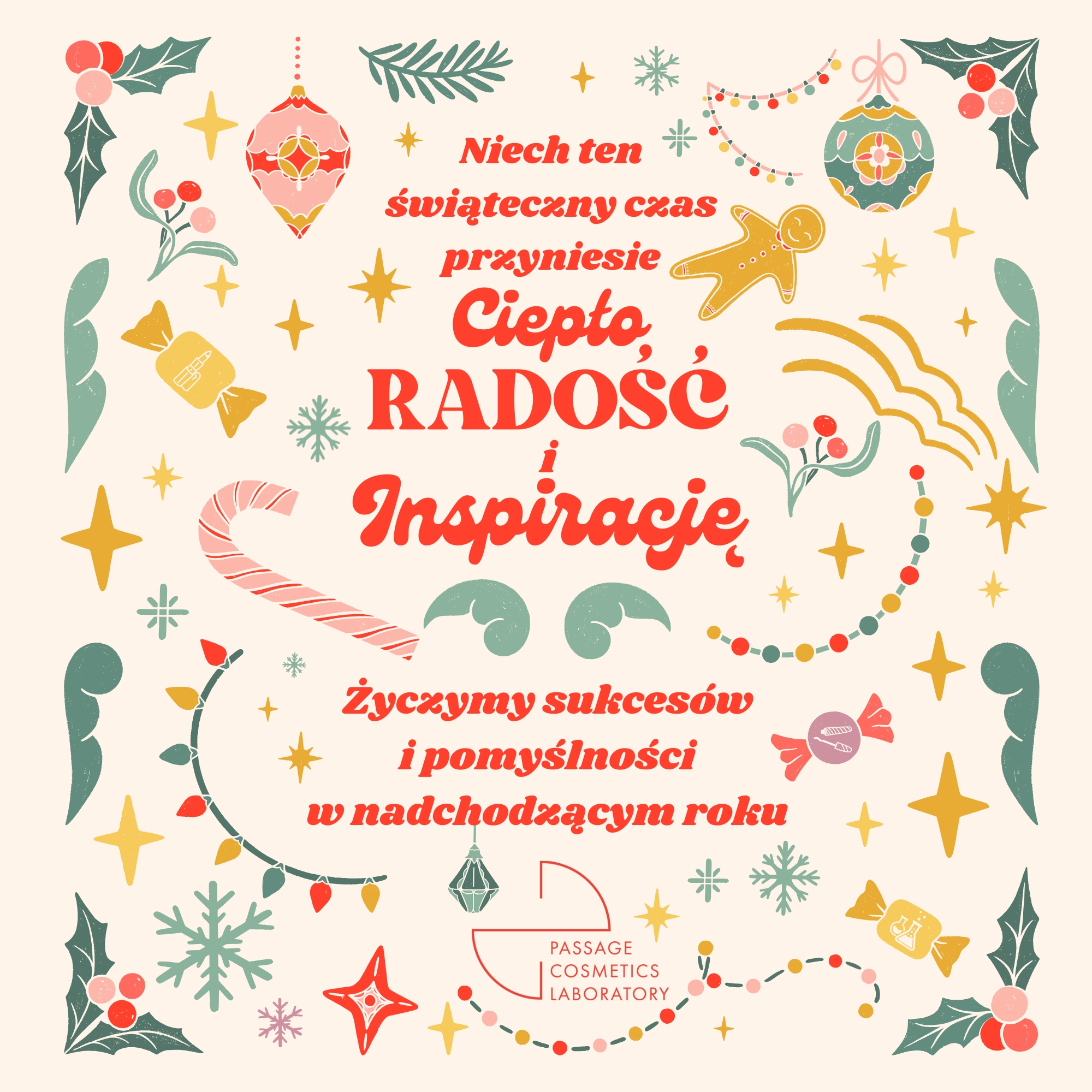 Elegancka kartka świąteczna z życzeniami radości, sukcesów i pomyślności w Nowym Roku 