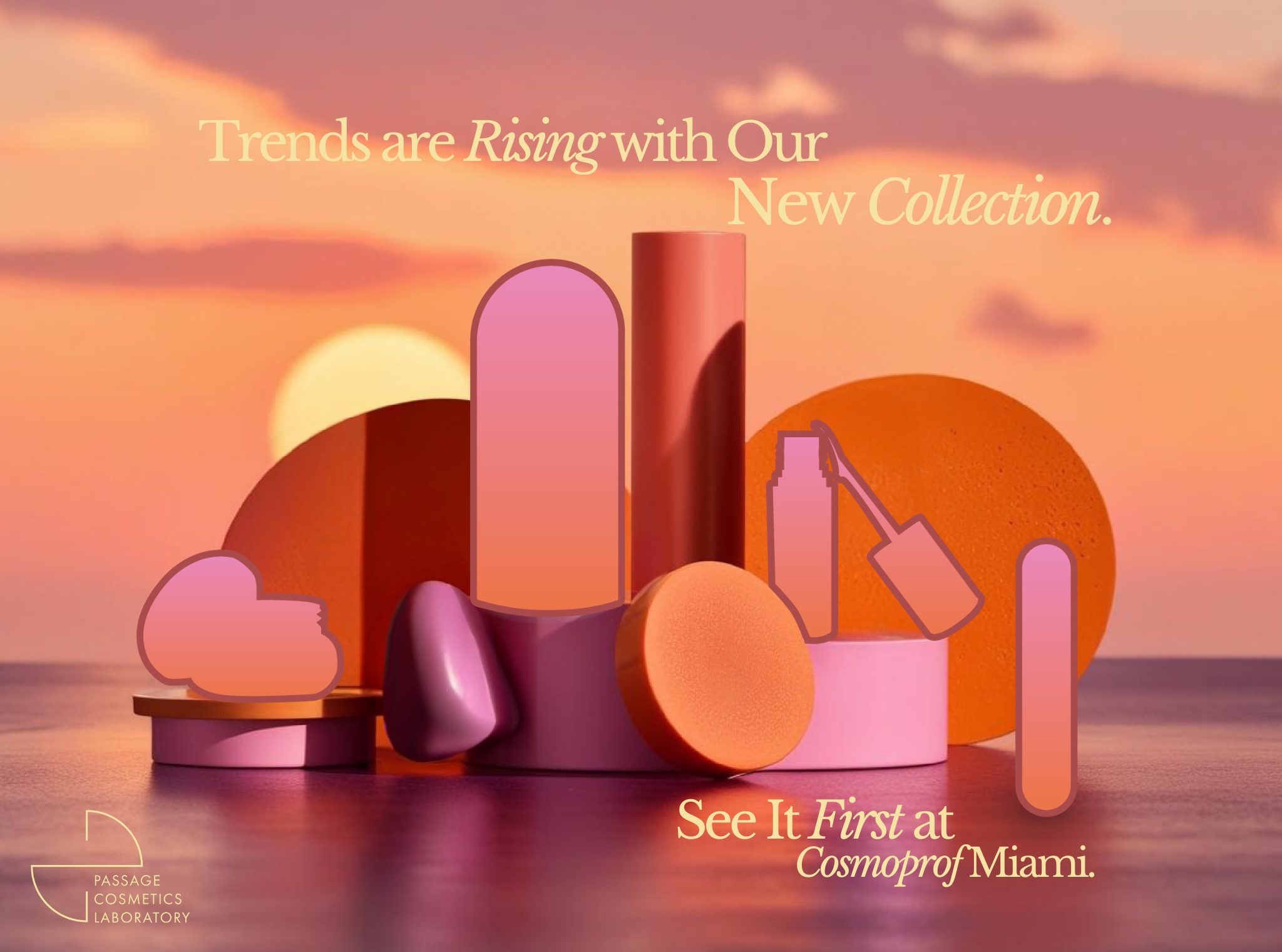 Invitation to Cosmoprof Miami 2025 – discover our new collection inspired by sunrises and sunsets, visit us at booth 421 in the Cosmopack section 