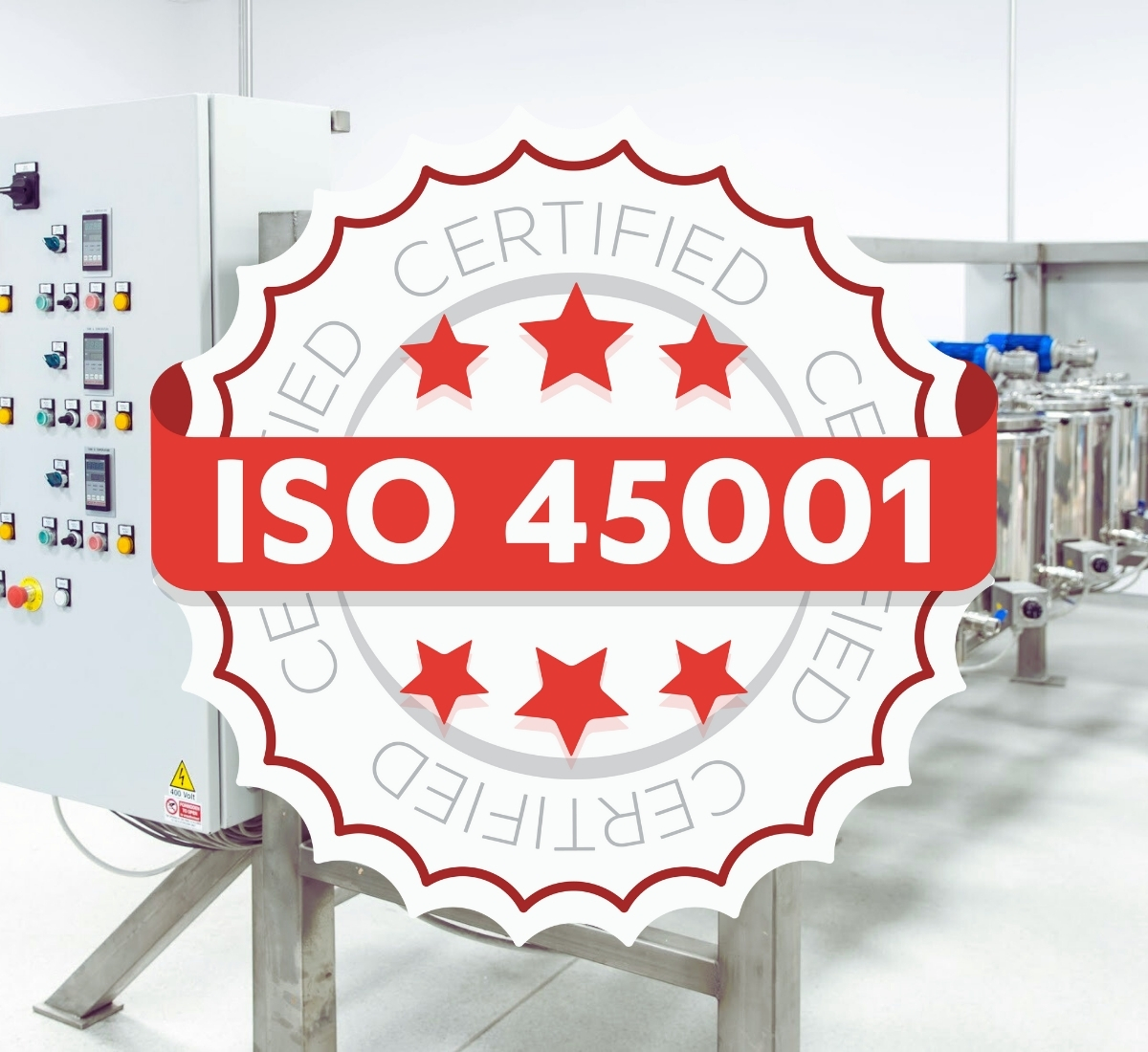 Certyfikat ISO 45001 potwierdzający wdrożenie Systemu Zarządzania Bezpieczeństwem i Higieną Pracy w firmie produkującej kosmetyki 