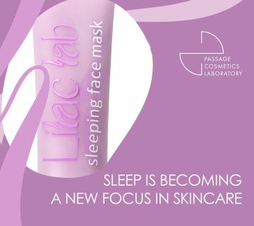 Banner showing night skincare concept inspired by the sleepmaxxing trend, featuring cosmetic products designed for skin regeneration and evening routines