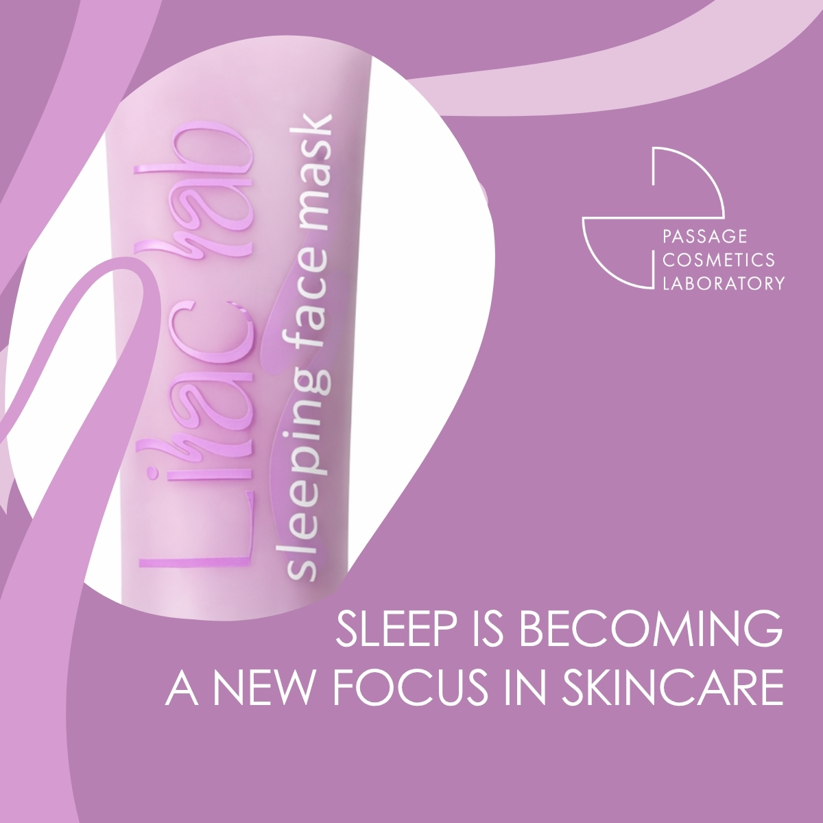 Banner showing night skincare concept inspired by the sleepmaxxing trend, featuring cosmetic products designed for skin regeneration and evening routines