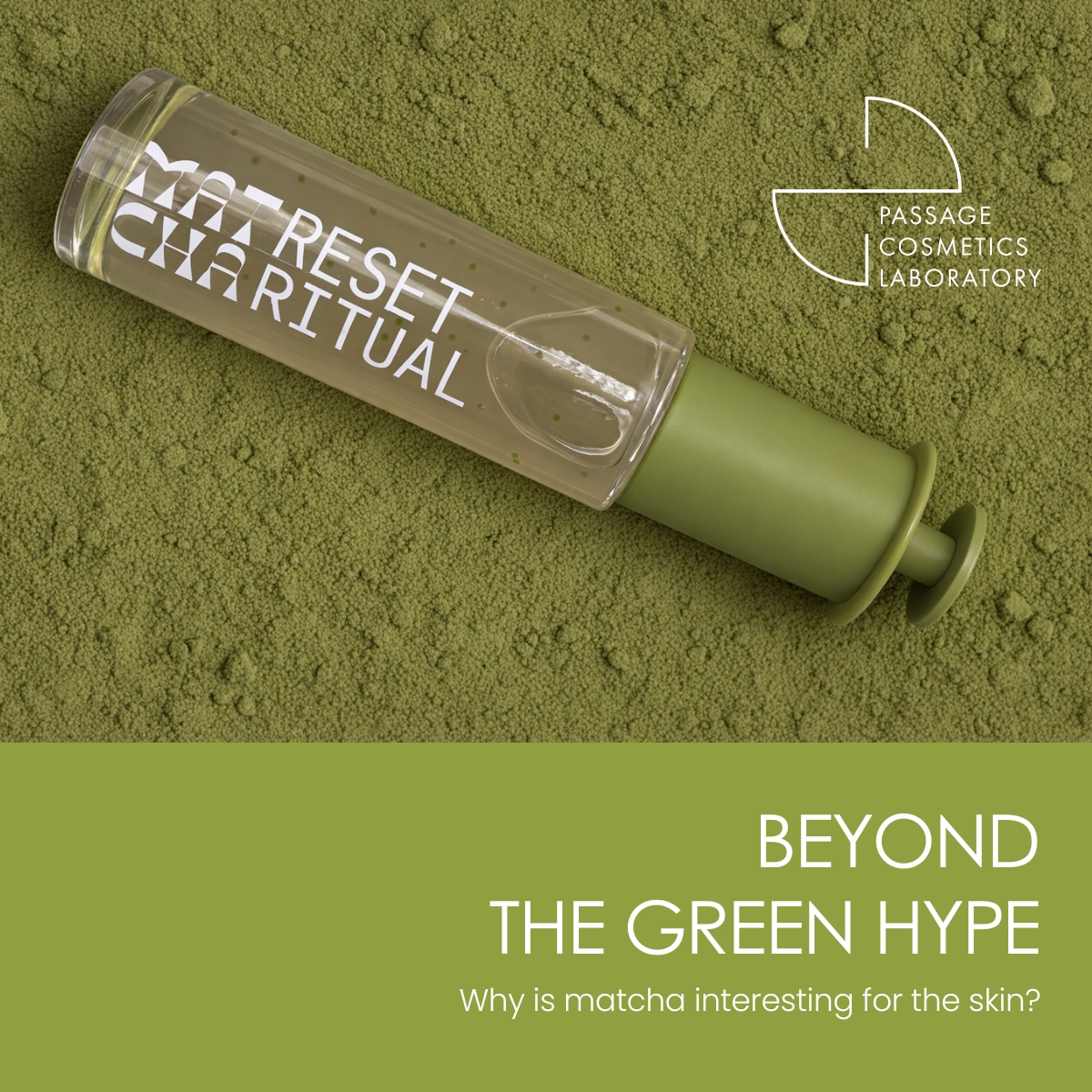 Private label matcha cosmetics developed by Passage Cosmetics Laboratory